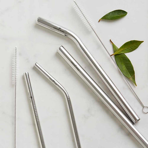 Stainless Steel Bent Straws - 4 Pack