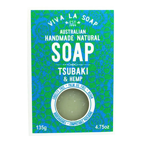 A box of handmade and natural tsubaki and hemp soap.