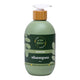 Green 'A Bit Happy Anti-irritation Shampoo' 500ml bottle with a wooden cap on a white background.