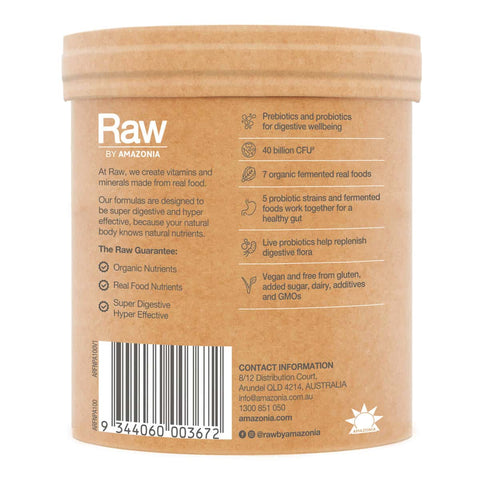 Back of Amazonia Raw Organic Cloudy Apple with product highlights.