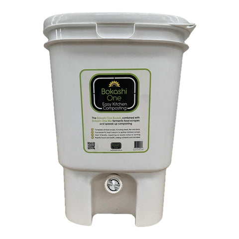 White Bokashi One bucket composting system on a white background.