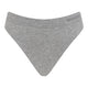 A pair of heather gray low-rise briefs with a ribbed waistband featuring the 'BOODY' brand logo on the right side, displayed against a solid white background.