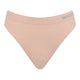 A light peach-beige seamless underwear brief with a wide ribbed waistband featuring the brand name 'BOODY' in gray, shown against a plain white background.