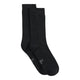 Two black bamboo crew socks on a white background.