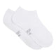 Two white low-cut ankle socks overlapping on a plain white background, with small grey 'BOODY' text printed near the toes.
