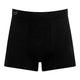 Black ribbed boxer briefs with a small gray logo on the left hip, shown against a plain white background.