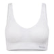 A white wireless bralette with wide shoulder straps and a wide ribbed underband, featuring the brand name 'bOODY' printed in gray on the lower right of the band, set against a plain white background.