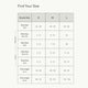 A size chart table titled 'Find Your Size' with columns for body size S, M, and L and rows for women's and men's shoe size and foot length ranges.