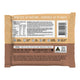 Back of a plant-based snack bar packaging with text and branding.