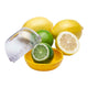 Citrus keeper pod on a white background with lemons & limes.