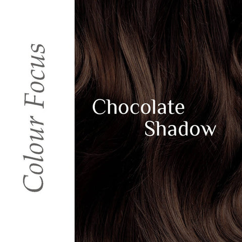 Chocolate shadow hair colour swatch, dark natural brown.