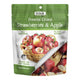 Packaging of freeze-dried strawberries and apples with DJ&A branding on a white background