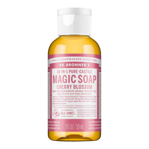 Dr. Bronner's Magic Soap Cherry Blossom 59ml bottle on a white background