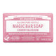 Pink bar of Dr. Bronner's Pure-Castille Magic Bar Soap - Cherry Blossom 140g scent on a white background.