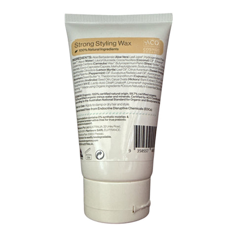 White tube of strong styling wax with label on a white background
