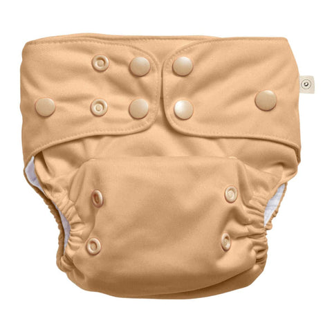 EcoNaps 2.0 Modern Cloth Nappy - bamboo reusable with adjustable snaps in sand fabric colour. 