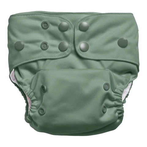 EcoNaps 2.0 Modern Cloth Nappy - bamboo reusable with adjustable snaps in olive. 