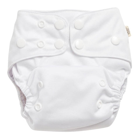 EcoNaps 2.0 Modern Cloth Nappy - bamboo reusable with adjustable snaps, white fabric. 
