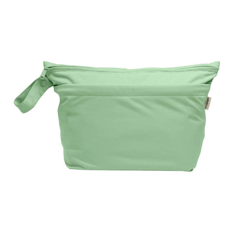 Apple green-coloured wet bag for cloth nappy storage.