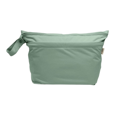 Olive coloured wet bag for cloth nappy storage.