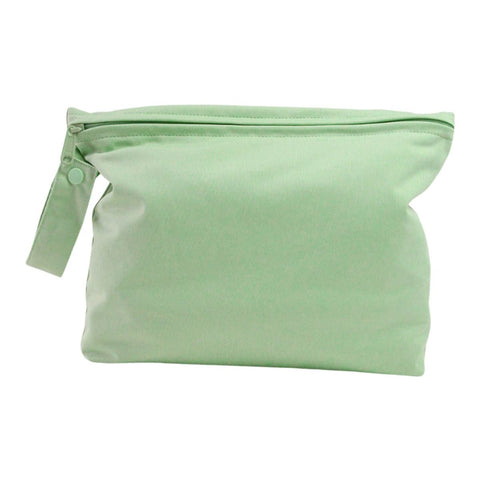 Apple green-coloured mid-size wet bag for cloth nappy storage. 