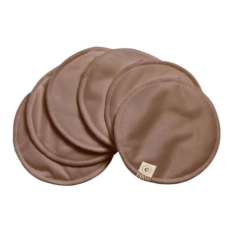 Set of 6 reusable nursing pads - cocoa brown colour. Soft bamboo & leakproof lining. 