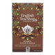 English Tea Shop organic tea package with decorative elements on a brown background