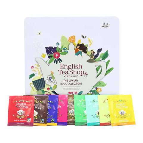 English Tea Shop tea bags with a decorative box on a white background