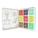 Tea packaging with colorful labels and illustrations on a white background