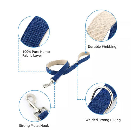 Organic Hemp & Cotton Dog Lead - Ink Blue