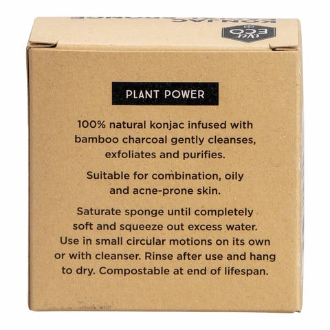 Konjac Facial Sponge - Charcoal. Back of packaging with usage instructions.