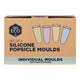 Ever Eco box packaging of a 4-set of individual silicone popsicle moulds with lids. 