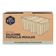 Box of silicone popsicle moulds with wooden sticks included, featuring Ever Eco branding.