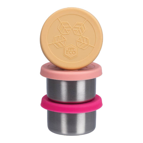 Ever Eco Stainless Steel Mini Containers - rise collection. Stacked on top of each other on a white background.