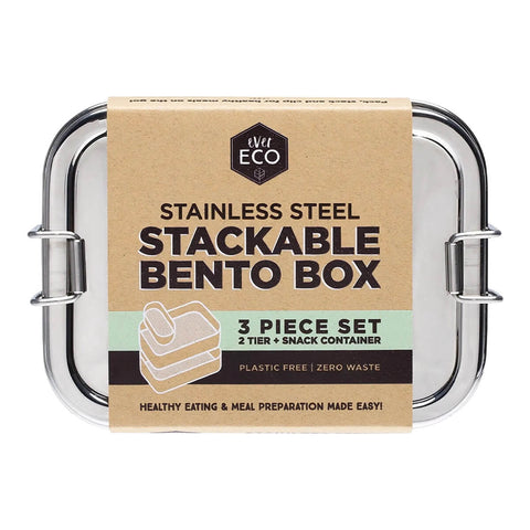 Top view of Ever Eco Stainless Steel Stackable Bento Box.