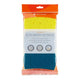 A packaged two-sided scrubber sponge by Full Circle, featuring a bright yellow sponge side and a teal blue scouring side, sealed in a clear plastic bag with an orange header.