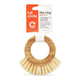 The Ring Veggie Brush by Full Circle, featuring a natural bamboo ring handle and soft natural bristles, attached to its orange and white retail card packaging.