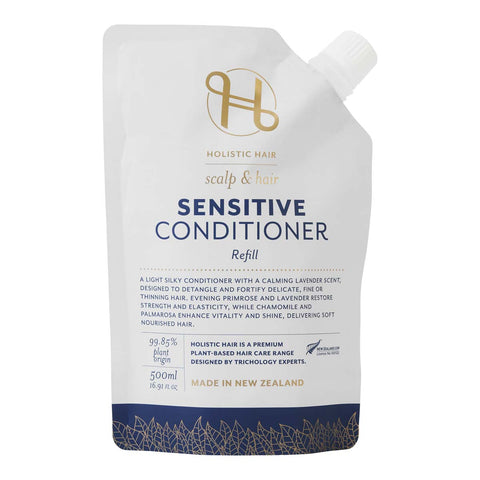 Holistic Hair sensitive conditioner refill packaging on a white background