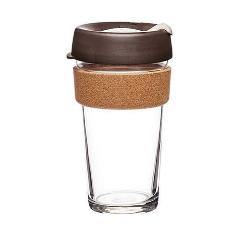 Brew Glass Coffee Cup With Cork - Almond 16oz