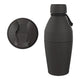 Black insulated bottle with a lid on a white background.