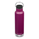 Front of Klean Kanteen Classic Insulated Water Bottle 592ml Purple Potion with black loop lid. 