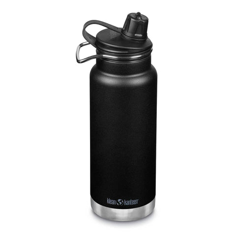 Klean Kanteen TK Wide Insulated Water Bottle 946ml with Chug Cap - Shale Black. Metal carry loop. 