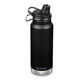 Klean Kanteen TK Wide Insulated Water Bottle 946ml with Chug Cap - Shale Black. Metal carry loop. 