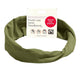 Kooshoo Organic Twist Headband - Olive Branch with a label on a white background.
