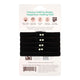 Packaging of black hair ties with a white background and text about sustainability.