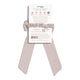 Pumice stone coloured satin bow ribbon with back of packaging on a white background