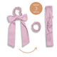 Kooshoo satin bow scrunchie can be worn 3 ways - bow, scrunchie without bow, headband. 