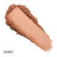 Dusky pink makeup swatch on a white background