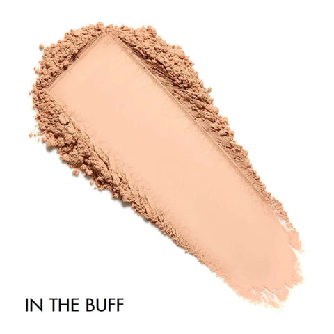 Cosmetic powder swatch labeled 'IN THE BUFF' on a white background