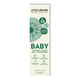 A tall rectangular box of Little Urchin Baby Natural Clear Zinc Sunscreen SPF 50, featuring a cream background with green and teal graphics and text.